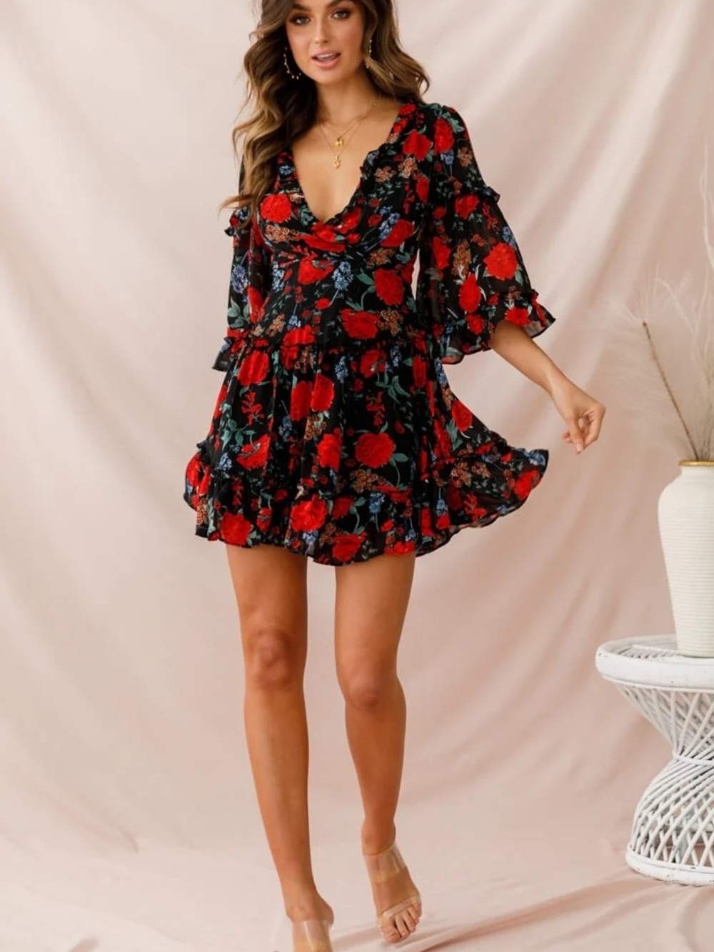 Selfie Leslie Albany Lace‎ Up Back Frill Dress XS Fairy Romantic